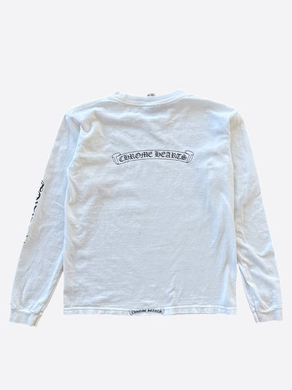 Chrome Hearts White & Black Dagger Scroll Logo Longsleeve T-Shirt