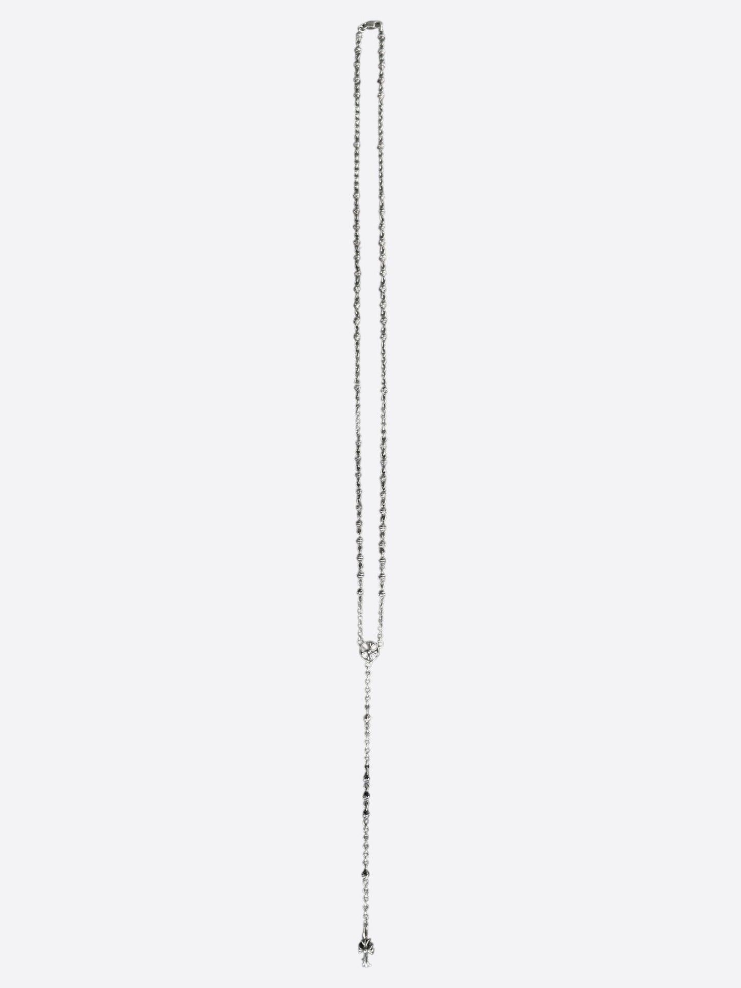 Chrome Hearts Rosary Bead Chain Silver Necklace