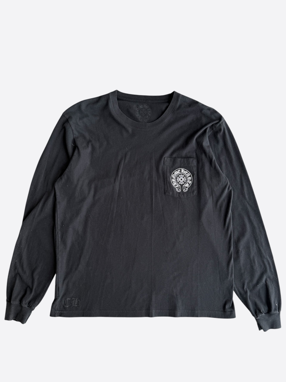 Chrome Hearts Black & White Aspen Horseshoe Logo Longsleeve T-Shirt