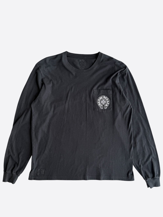 Chrome Hearts Black & White Aspen Horseshoe Logo Longsleeve T-Shirt