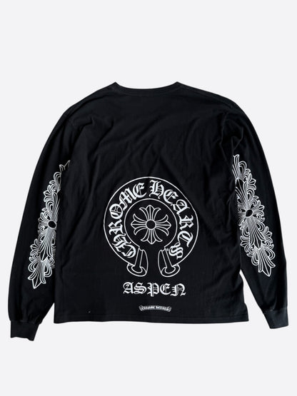 Chrome Hearts Black & White Aspen Horseshoe Logo Longsleeve T-Shirt