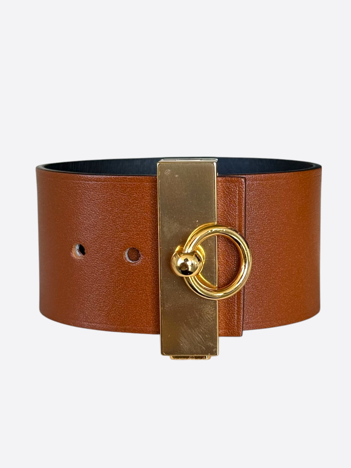 Hermes Brown & Black Swift & Gold Hardware Illusion Reversible Bracelet