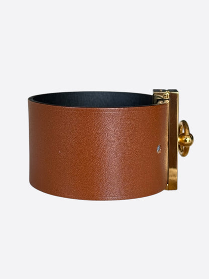 Hermes Brown & Black Swift & Gold Hardware Illusion Reversible Bracelet