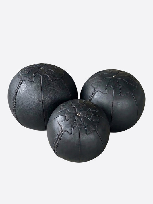 Chrome Hearts Black Leather Cross Patch Medicine Balls