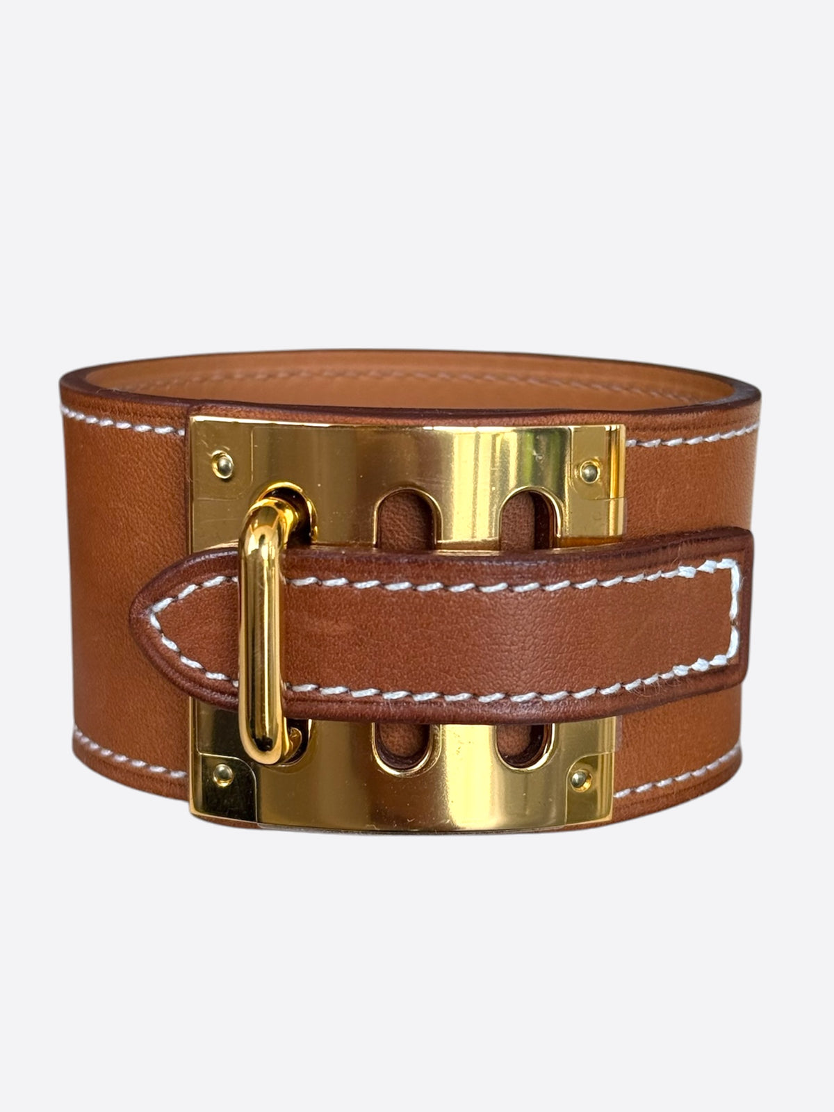 Hermes Brown Swift & Gold Hardware Intense Bracelet