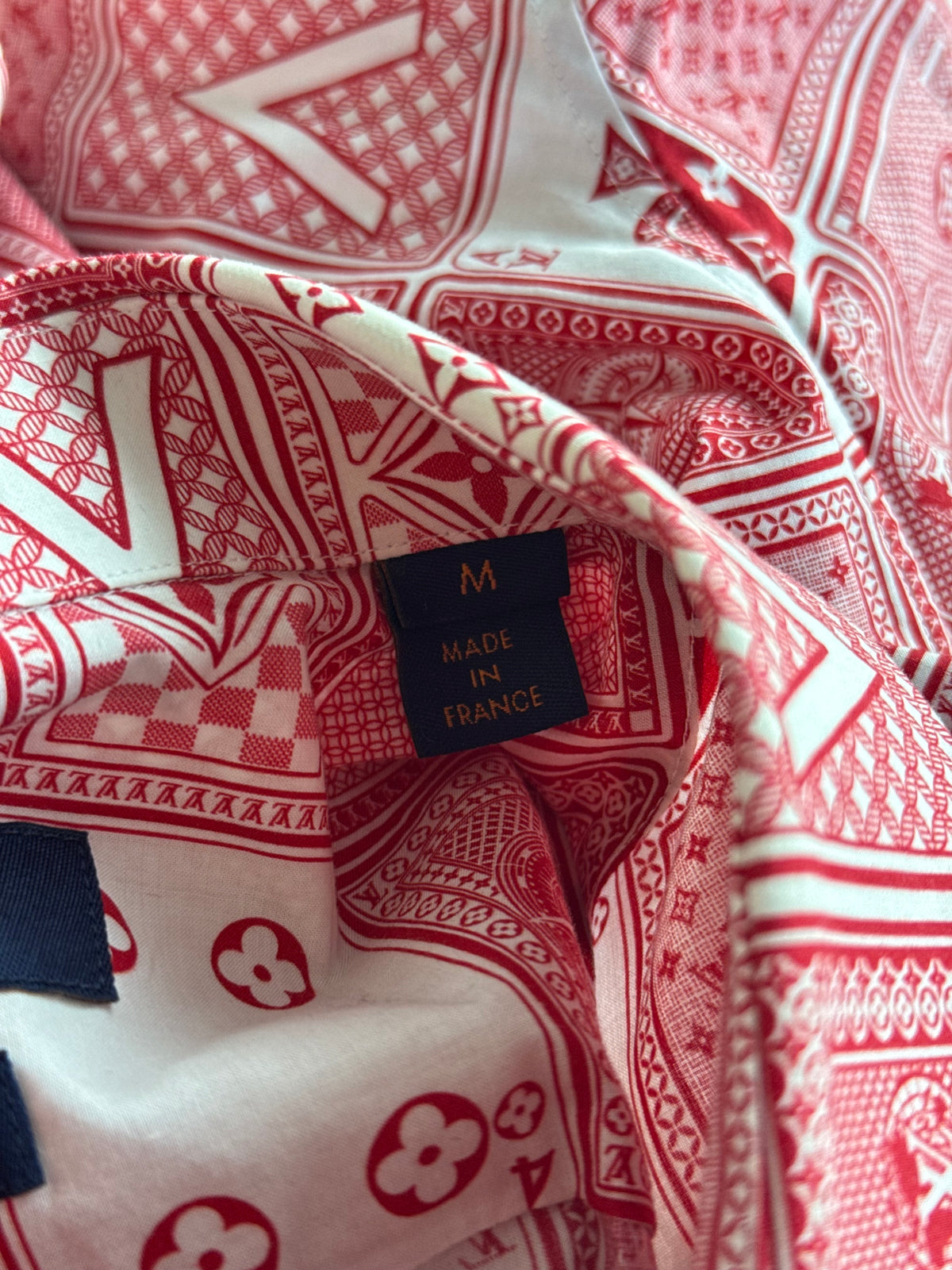 Louis Vuitton Red & White Cards Short Sleeve Button Up Shirt