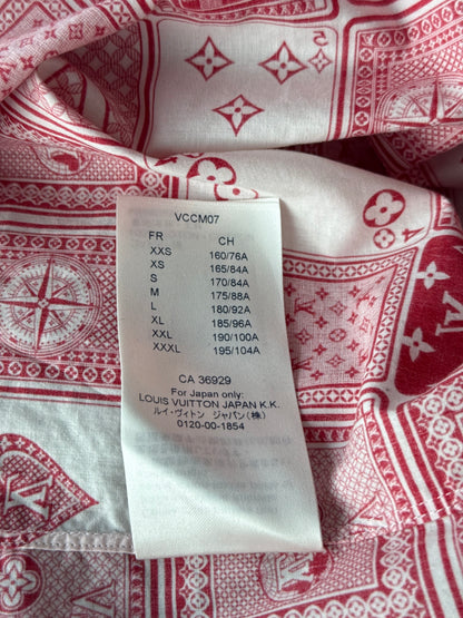 Louis Vuitton Red & White Cards Short Sleeve Button Up Shirt