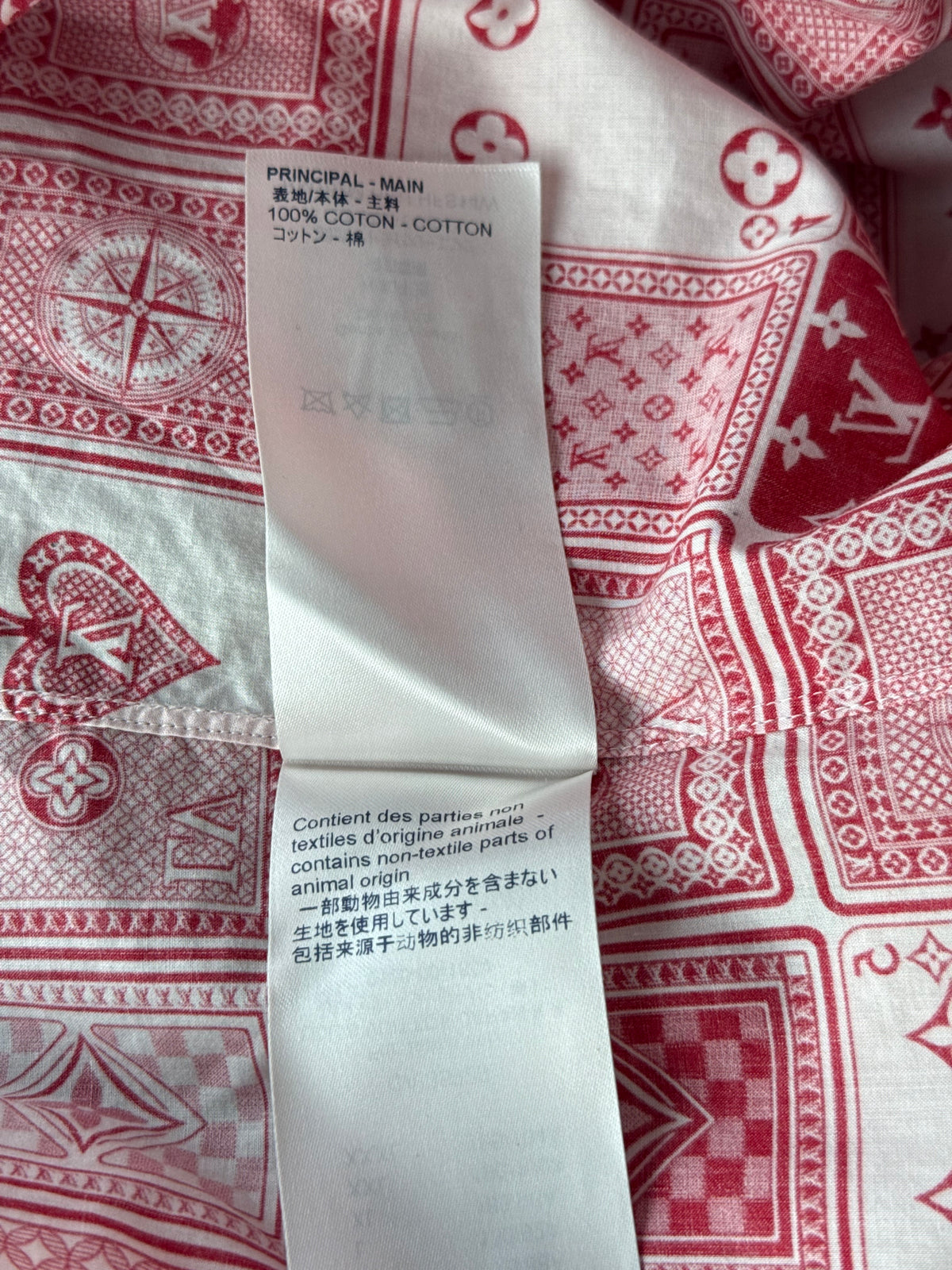 Louis Vuitton Red & White Cards Short Sleeve Button Up Shirt