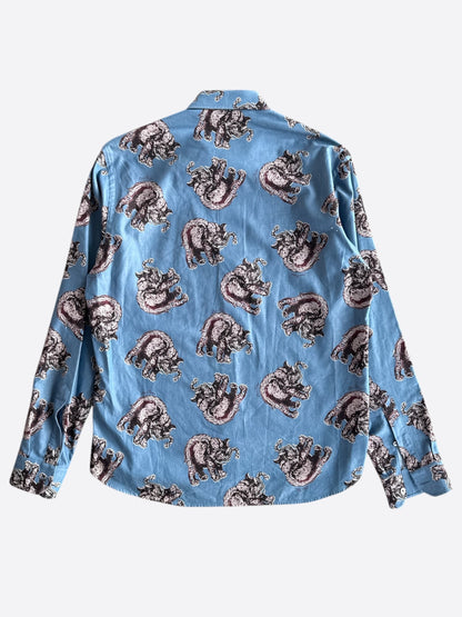 Louis Vuitton Blue & Red Elephant Graphic Button Up Shirt