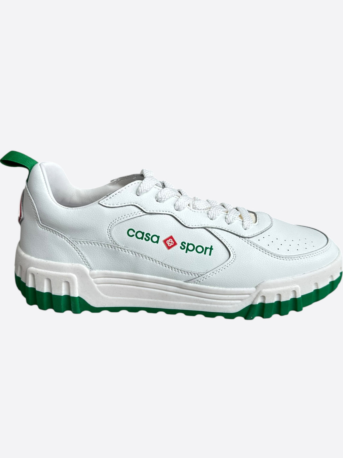 Casablanca White & Green Leather Court Sneakers