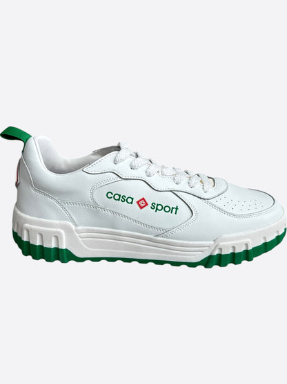 Casablanca White & Green Leather Court Sneakers