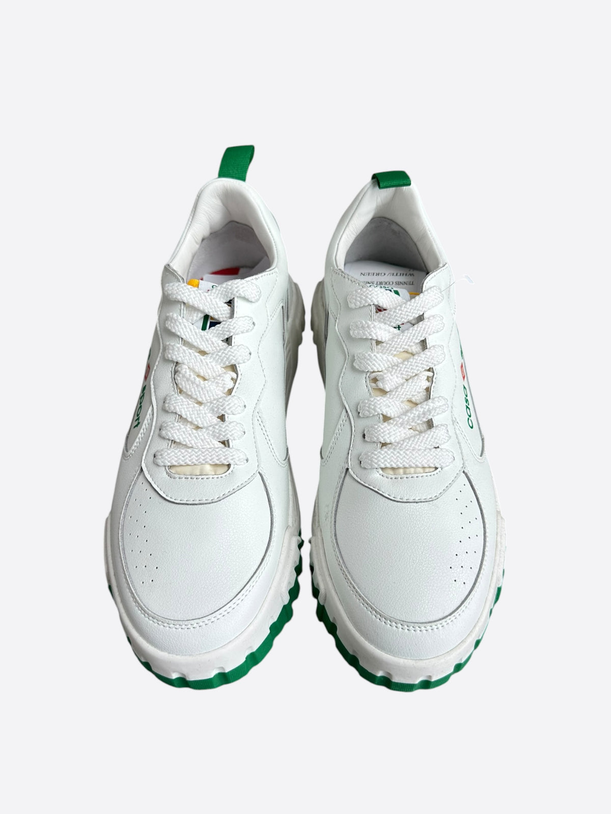 Casablanca White & Green Leather Court Sneakers