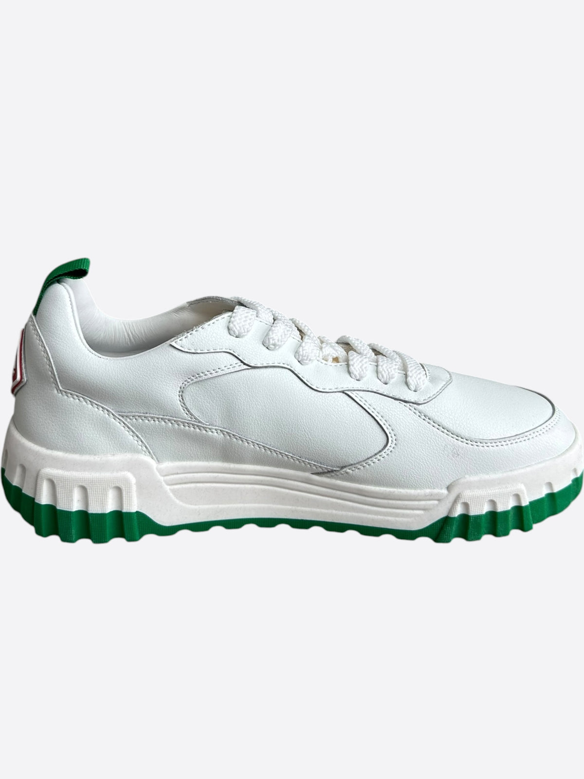 Casablanca White & Green Leather Court Sneakers