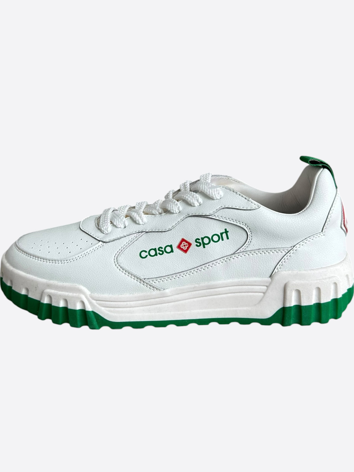 Casablanca White & Green Leather Court Sneakers