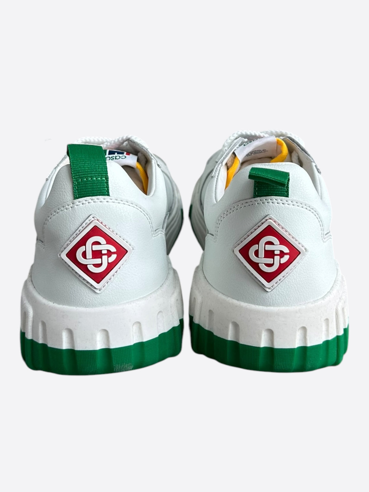 Casablanca White & Green Leather Court Sneakers