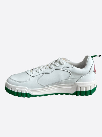 Casablanca White & Green Leather Court Sneakers