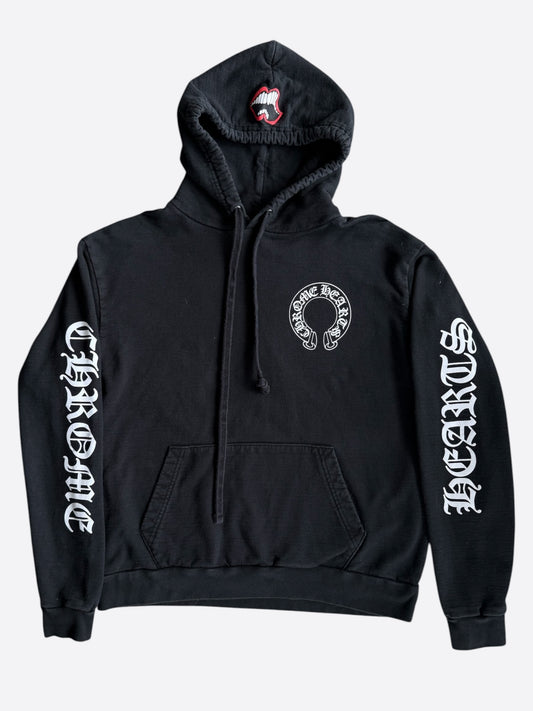 Chrome Hearts Black & White Horseshoe Chomper Logo Hoodie