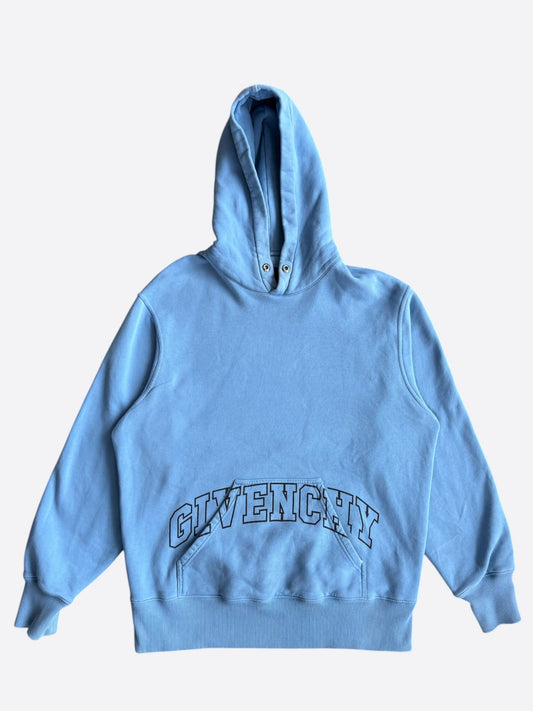Givenchy Light Blue & Black College Logo Hoodie