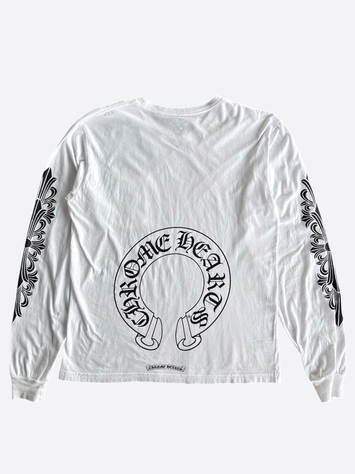 Chrome Hearts White & Black Horseshoe Logo Longsleeve T-Shirt