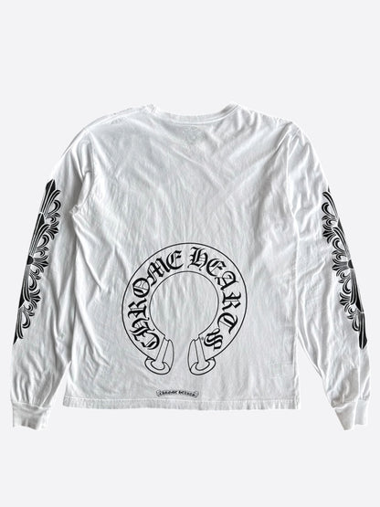 Chrome Hearts White & Black Horseshoe Logo Longsleeve T-Shirt