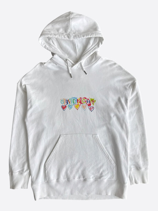 Givenchy White & Multicolor Crayon Logo Hoodie