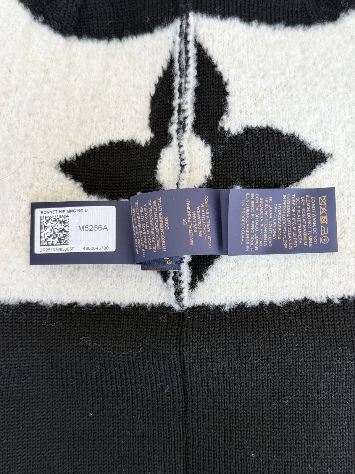 Louis Vuitton Black & White Monogram Blast Beanie