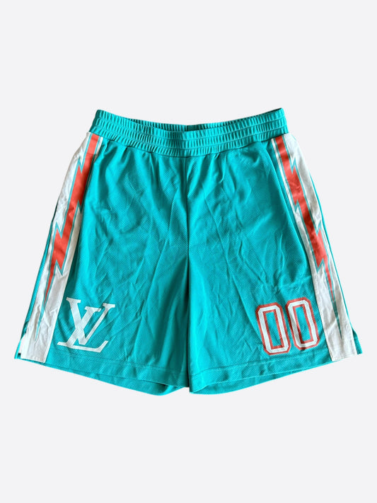 Louis Vuitton Turquoise Lightning Logo Shorts