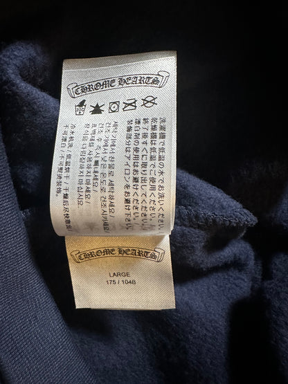 Chrome Hearts Navy & Yellow Script Logo Hoodie