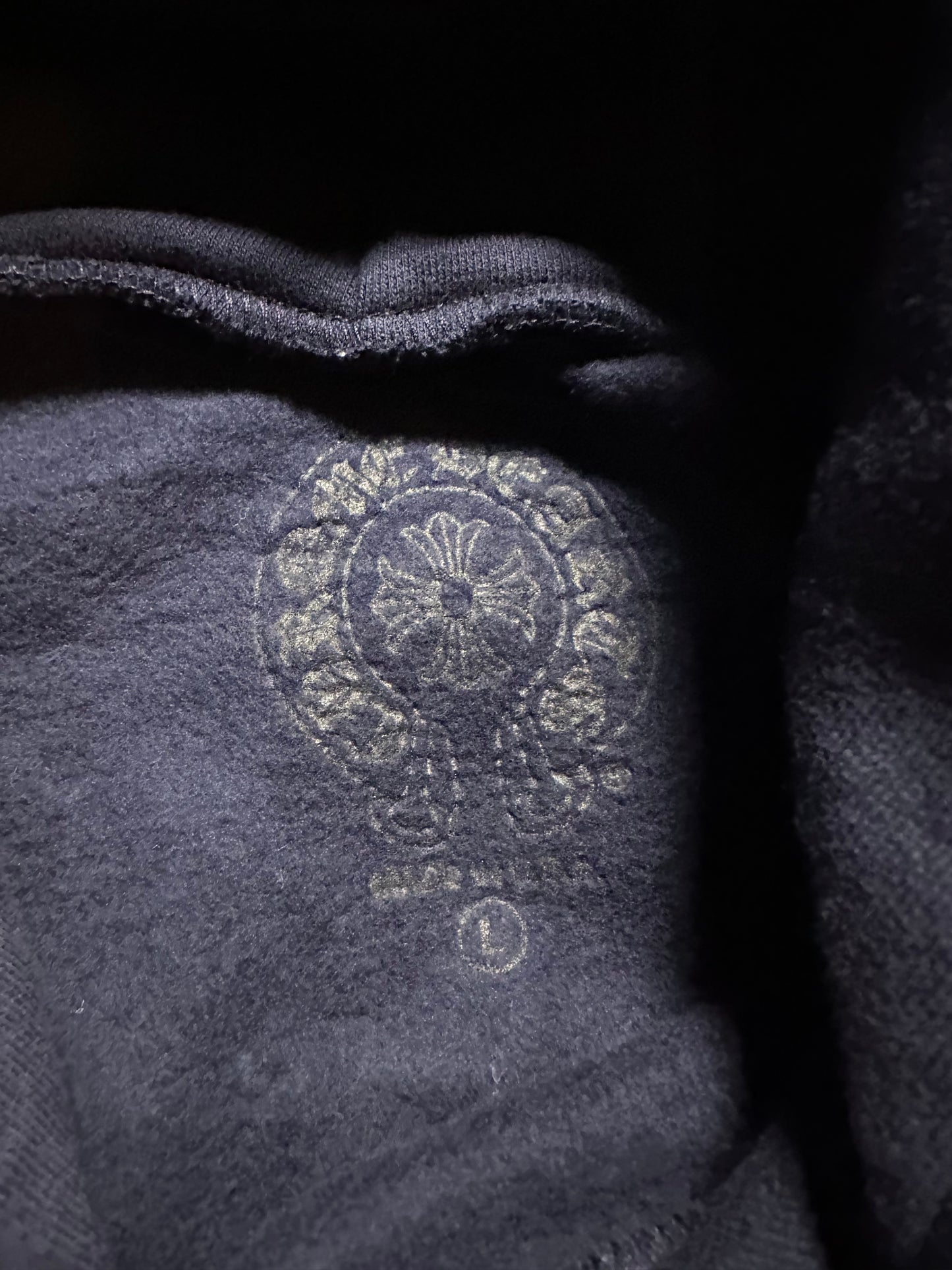 Chrome Hearts Navy & Yellow Script Logo Hoodie