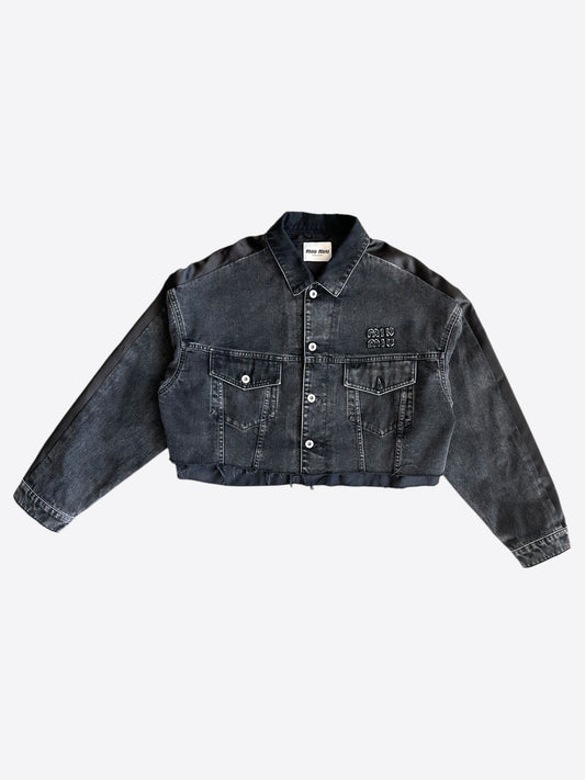 Miu Miu Black Denim Cropped Jacket