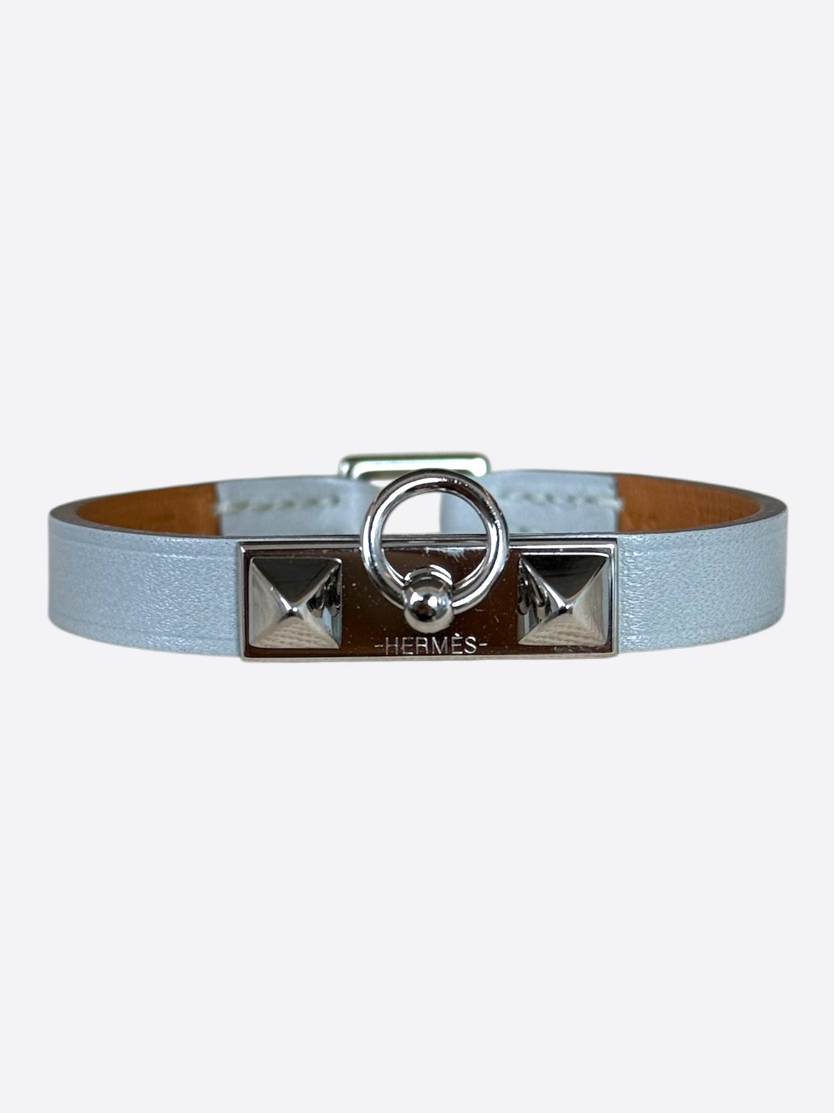 Hermes Grey Swift & Palladium Hardware Mini Rivale Bracelet