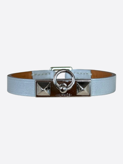 Hermes Grey Swift & Palladium Hardware Mini Rivale Bracelet