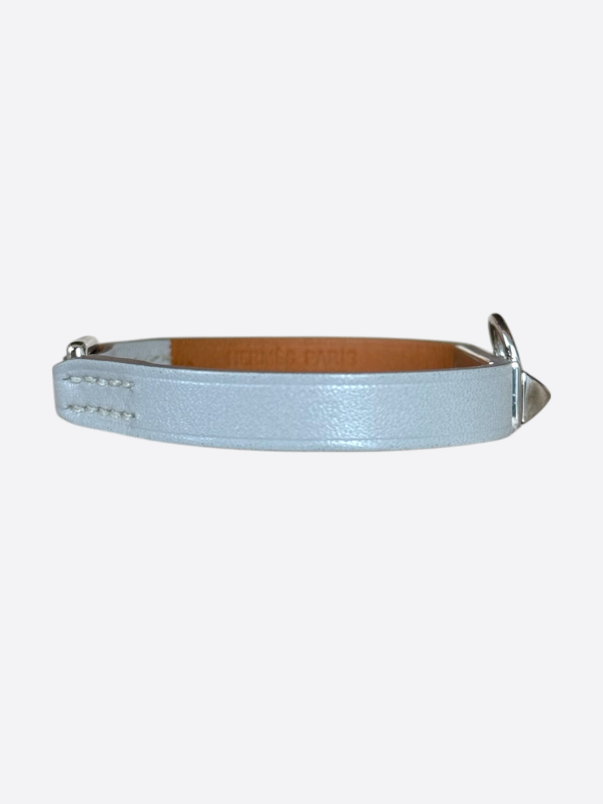 Hermes Grey Swift & Palladium Hardware Mini Rivale Bracelet