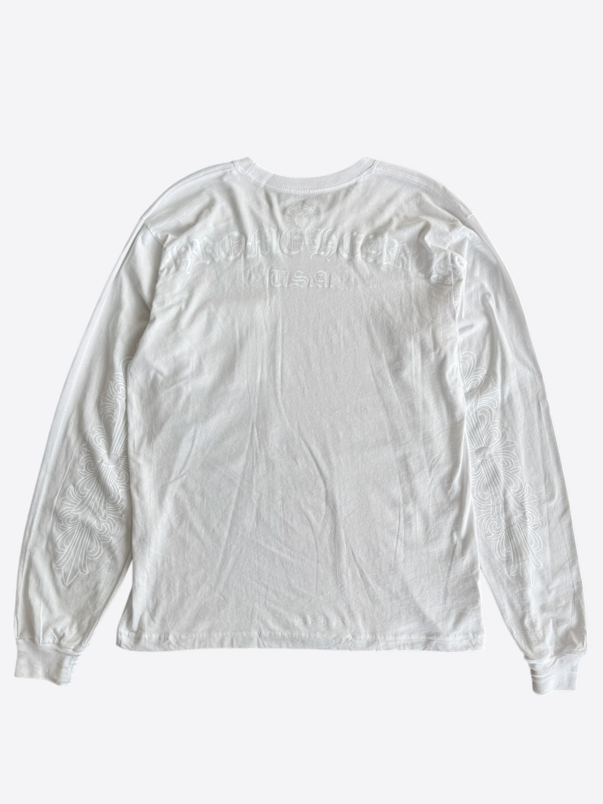 Chrome Hearts White Floral Logo Longsleeve T-Shirt