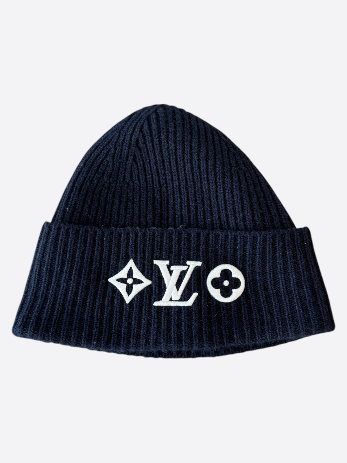Louis Vuitton Navy Embroidered Logo Beanie