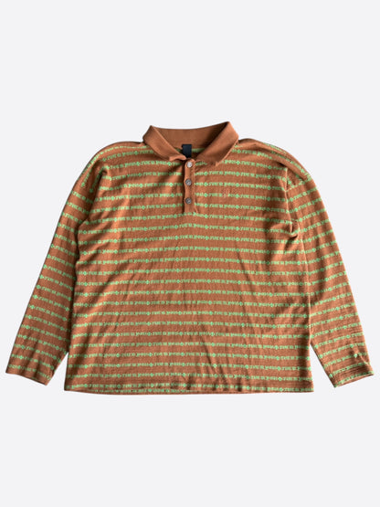 Chrome Hearts Orange & Green Striped Polo Longsleeve T-Shirt