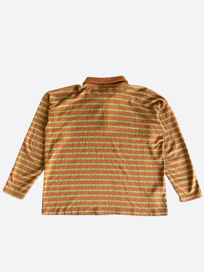 Chrome Hearts Orange & Green Striped Polo Longsleeve T-Shirt