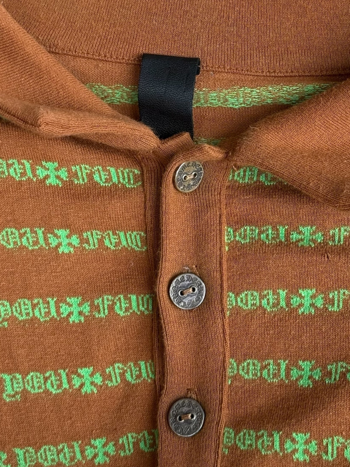 Chrome Hearts Orange & Green Striped Polo Longsleeve T-Shirt
