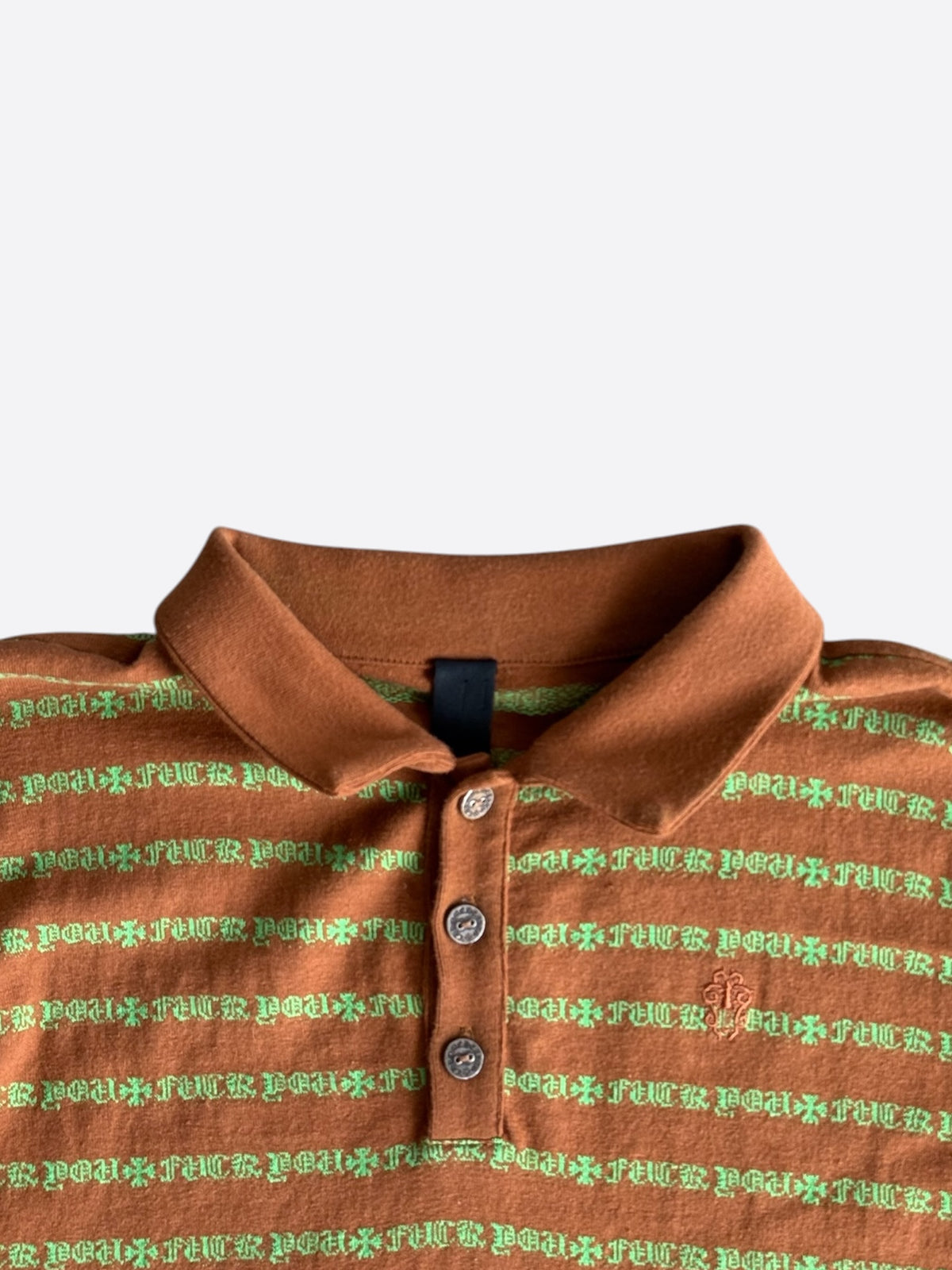 Chrome Hearts Orange & Green Striped Polo Longsleeve T-Shirt