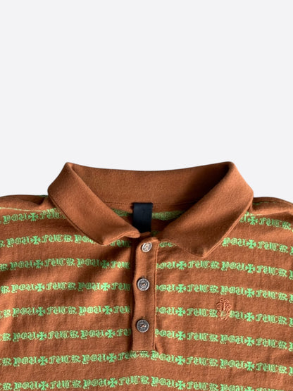 Chrome Hearts Orange & Green Striped Polo Longsleeve T-Shirt