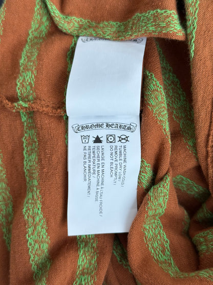 Chrome Hearts Orange & Green Striped Polo Longsleeve T-Shirt