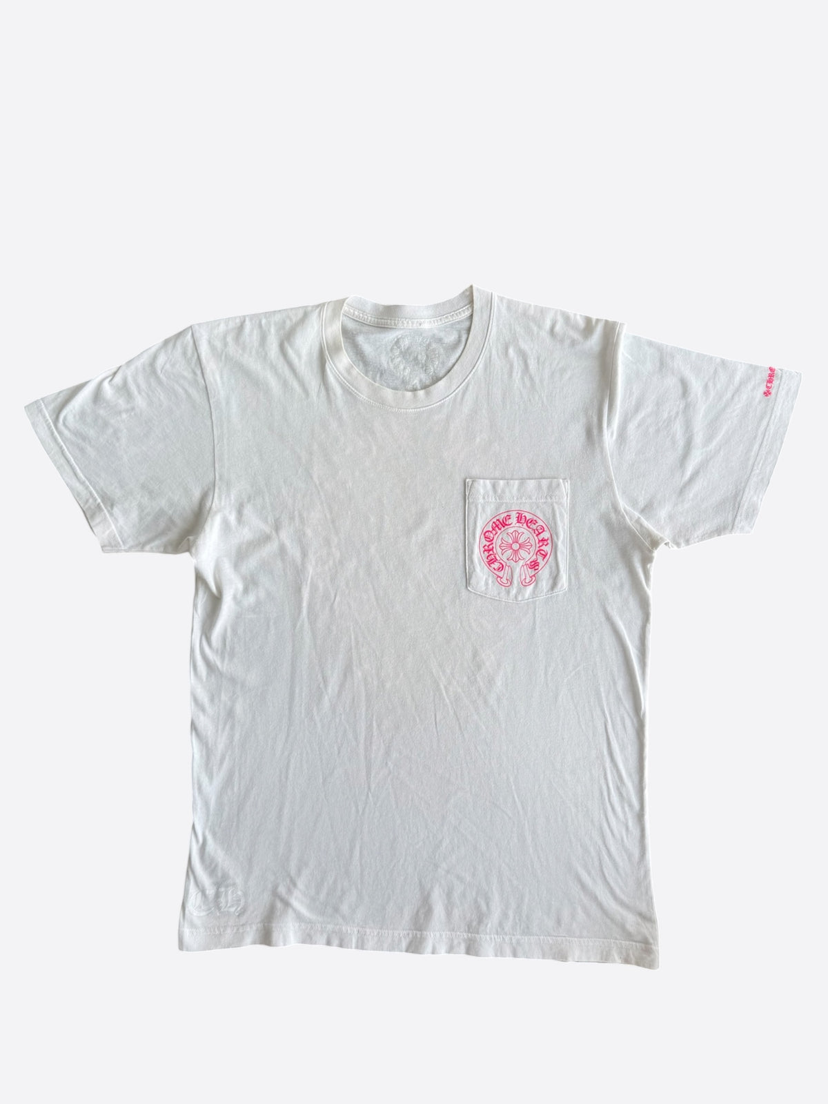 Chrome Hearts White & Pink Horseshoe Logo T-Shirt
