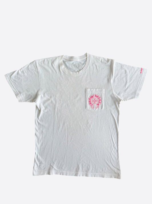 Chrome Hearts White & Pink Horseshoe Logo T-Shirt