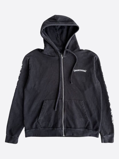Chrome Hearts Black & White Scroll Logo Zip Up Hoodie