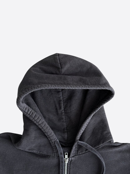 Chrome Hearts Black & White Scroll Logo Zip Up Hoodie