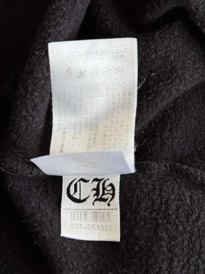 Chrome Hearts Black & White Scroll Logo Zip Up Hoodie