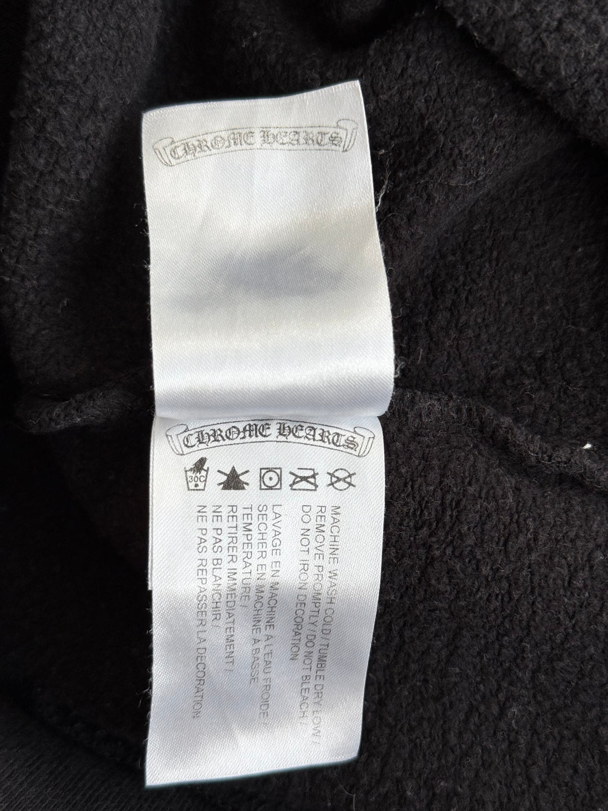 Chrome Hearts Black & White Scroll Logo Zip Up Hoodie