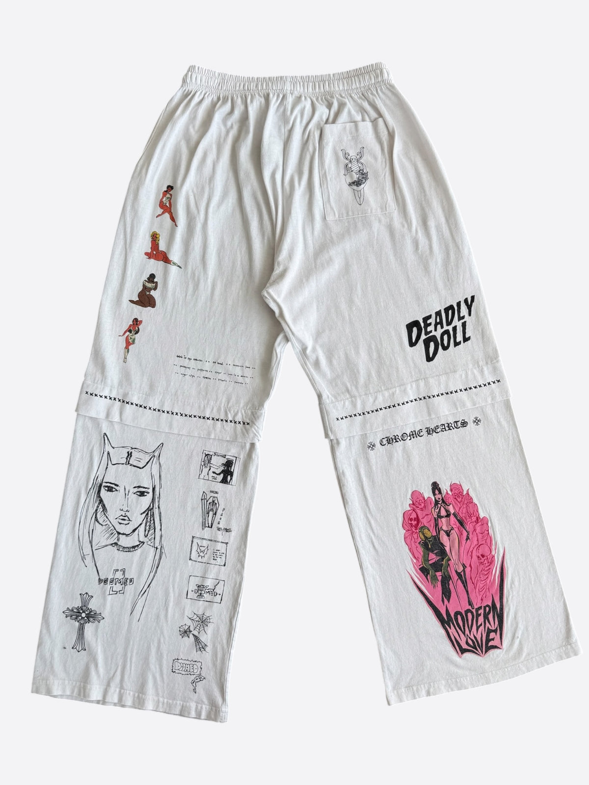Chrome Hearts White & Multicolor Deadly Doll Sweatpants