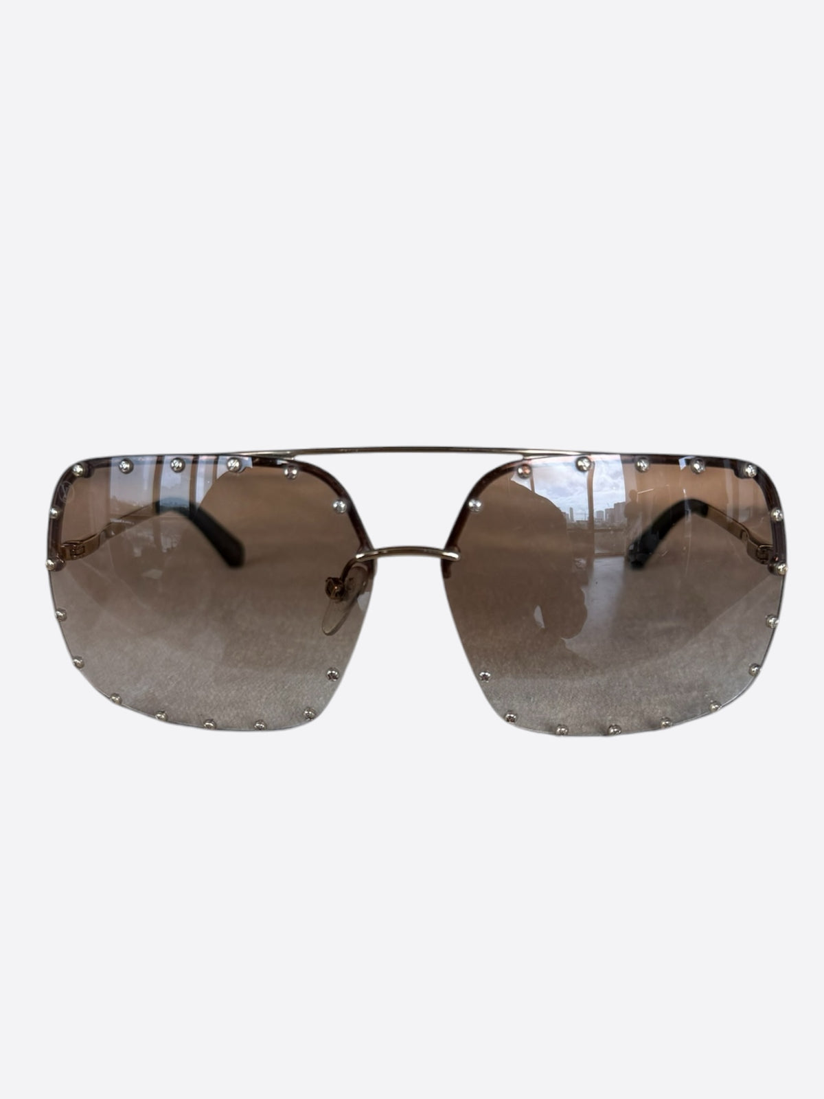 Louis Vuitton Brown & Silver The Party Square Sunglasses