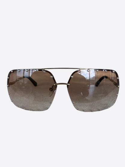 Louis Vuitton Brown & Silver The Party Square Sunglasses